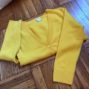 J. Crew Featherweight Yellow Cashmere Cardigan